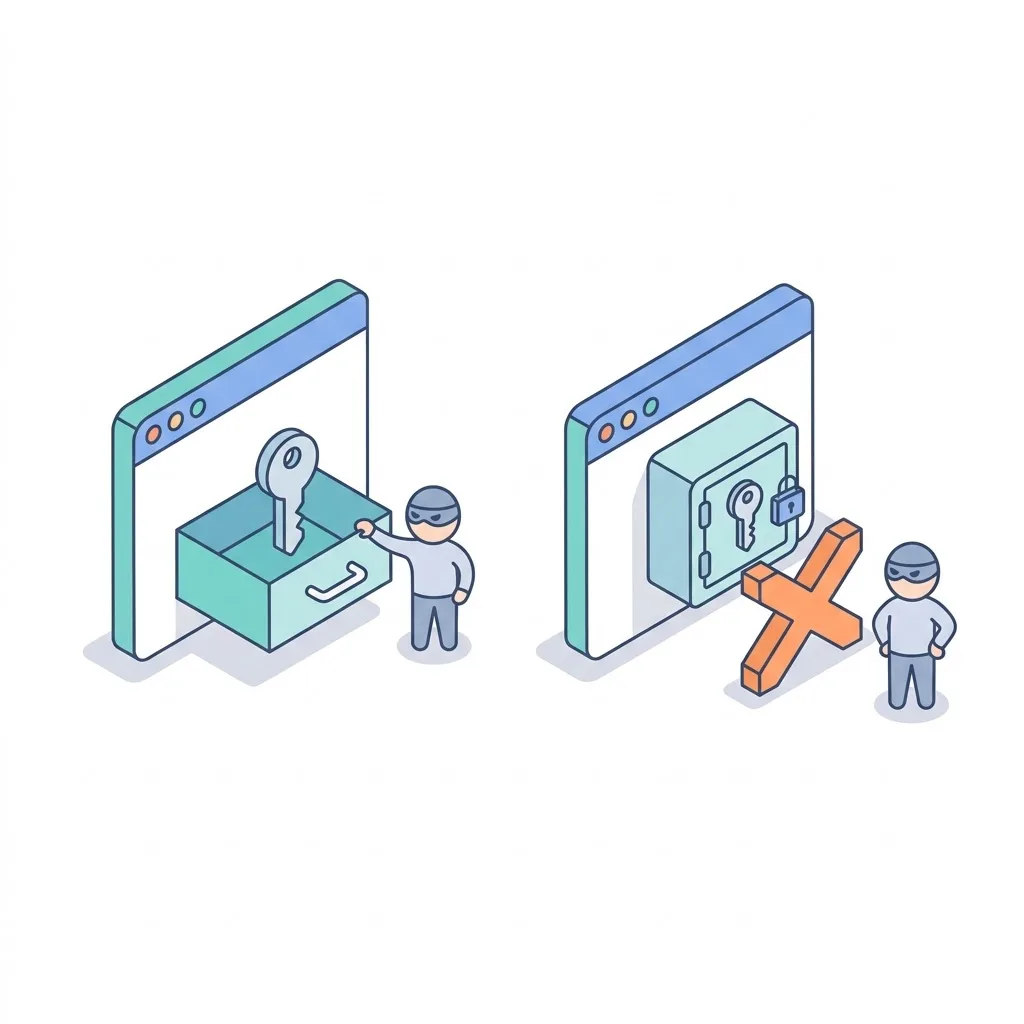 Token 存放：左邊放在打得開的抽屜裡任人拿，右邊鎖進保險箱並擋在外面