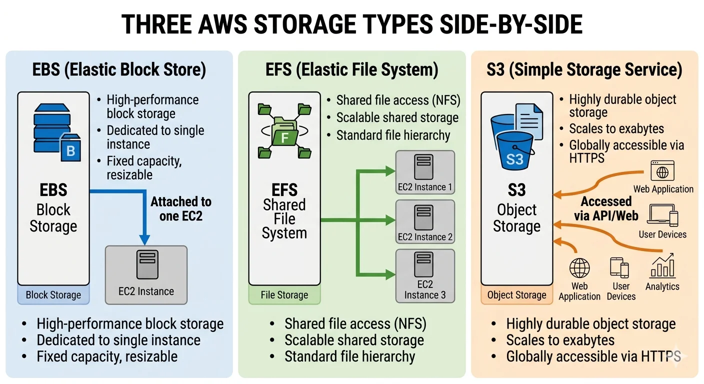 [aws] EBS / EFS / S3：AWS 儲存三兄弟